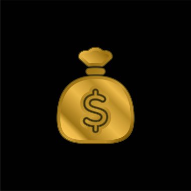 Büyük Para Çantası altın kaplama metalik simge veya logo vektörü