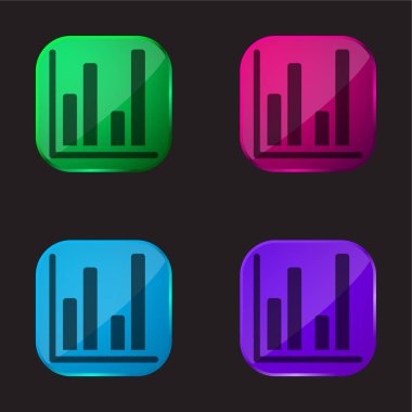 Çubuk Çizelgesi dört renkli cam düğme simgesi