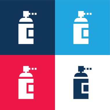 Aerosol mavi ve kırmızı dört renk minimal simge kümesi