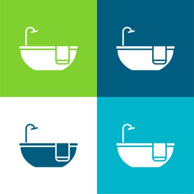 Küvet Düz 4 renk simgesi seti