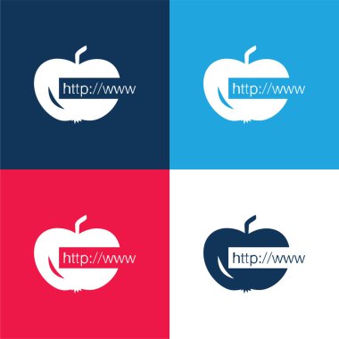 Apple Link blue and red four color minimal icon set clipart