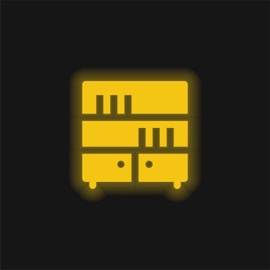 Kitaplık sarı parlak neon simgesi