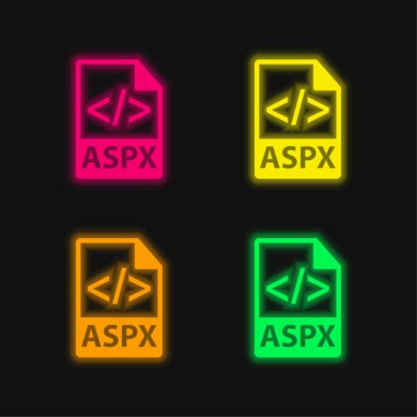 ASPX File Format four color glowing neon vector icon clipart