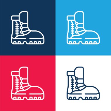 Çizmeler mavi ve kırmızı dört renk minimal simge kümesi