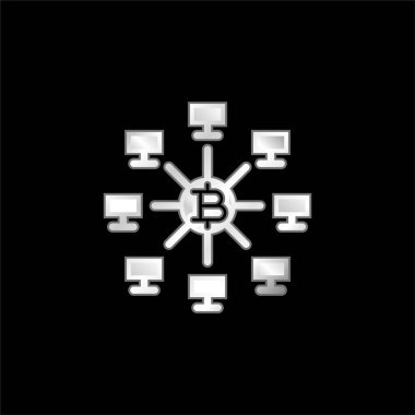 Bitcoins gümüş kaplama metalik simge