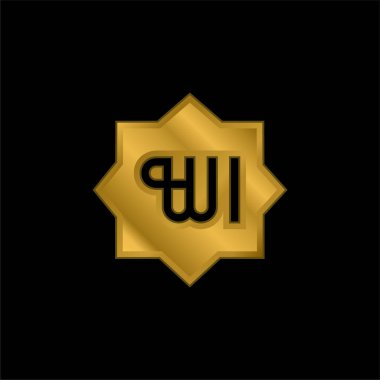 Allah gold plated metalic icon or logo vector clipart