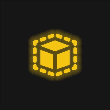 3d Modelleme sarı parlak neon simgesi