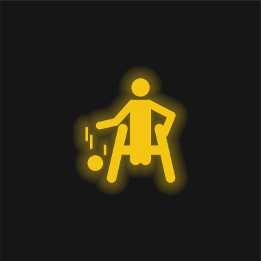 Basketball Paralympic Silhouette yellow glowing neon icon clipart