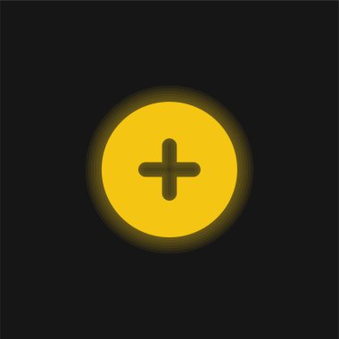 Add yellow glowing neon icon clipart