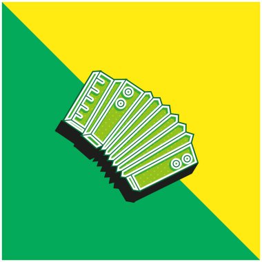 Akordeon Yeşil ve Sarı Modern 3D vektör simgesi logosu