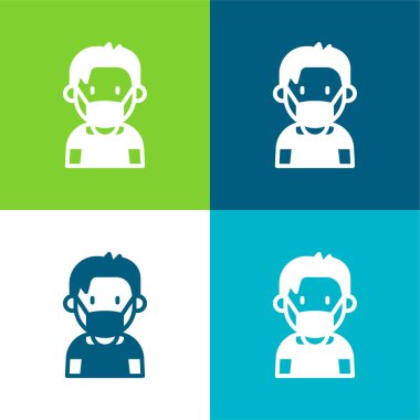 Oğlan Düz 4 renk en küçük simge seti