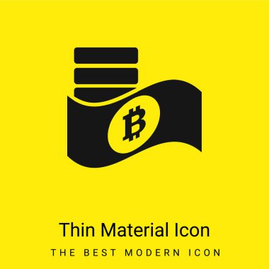 Kağıt ve Paralarda Bitcoin Sembolü Asgari düzeyde parlak sarı madde simgesi