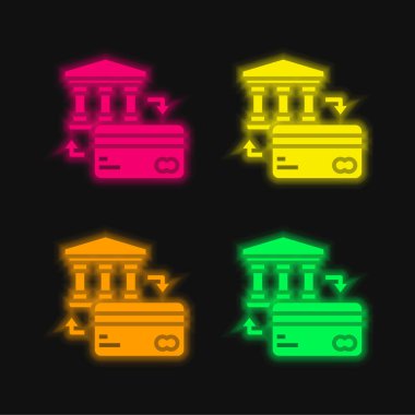 Dört renk parlayan neon vektör simgesini kaydet