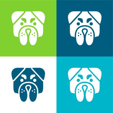 Angry Bulldog Face Flat four color minimal icon set clipart