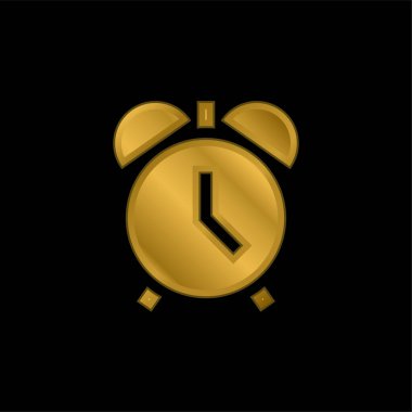 Alarm Saati altın kaplamalı metalik simge veya logo vektörü
