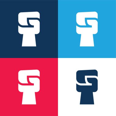 Black Power blue and red four color minimal icon set clipart