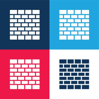 Brick Wall blue and red four color minimal icon set clipart