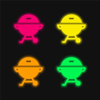 Bbq dört renk parlayan neon vektör simgesi