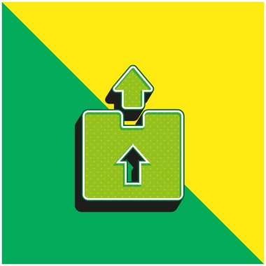 Kutu Yeşil ve Sarı Modern 3D vektör simgesi logosu