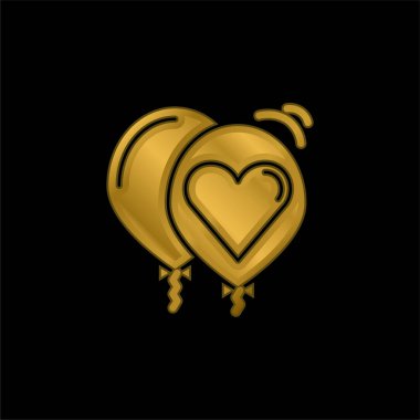 Balonlar altın kaplama metalik simge veya logo vektörü
