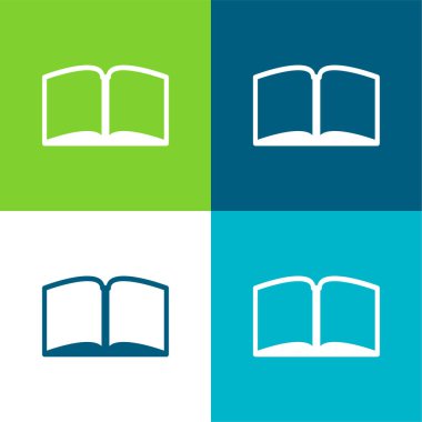 Orta Düzlükte Açık Kitap Dört Renk en düşük simge seti