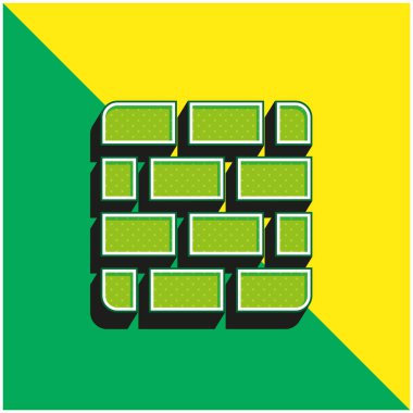 Tuğlalar yeşil ve sarı modern 3d vektör simgesi logosu