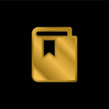 Kitap altın kaplamalı metalik simge veya logo vektörü