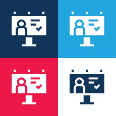 Billboard mavi ve kırmızı dört renk minimal simge kümesi