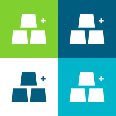 Nesneler Ekle Düz dört renk minimal simgesi seti