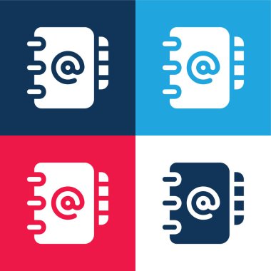 Gündem mavi ve kırmızı dört renk minimal simge kümesi