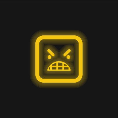 Öfke Duygusallığı Meydanı Yüzü Sarı Parlak Neon simgesi