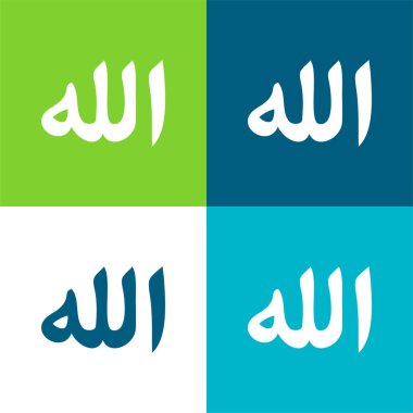 Allah Kelime Düz 4 renk minimal simgesi seti