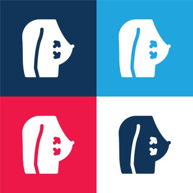 Breast blue and red four color minimal icon set clipart