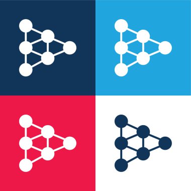 Analitik mavi ve kırmızı dört renk minimal simge kümesi