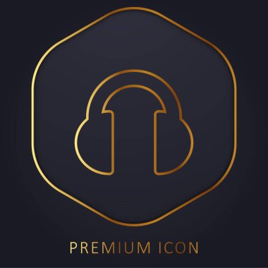 Black Headphones golden line premium logo or icon clipart