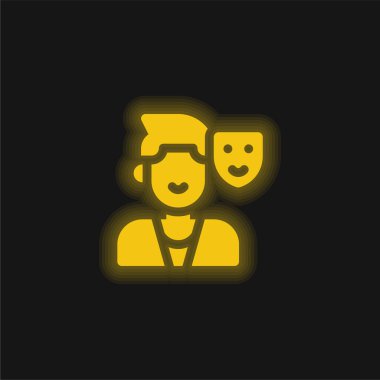 Aktör sarı parlak neon simgesi