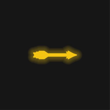 Sarı ok parlayan neon simgesi