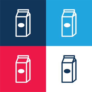 Kutu Sıvı Gıda Taşıyıcısı Ana Hattı mavi ve kırmızı dört renk minimal simgesi