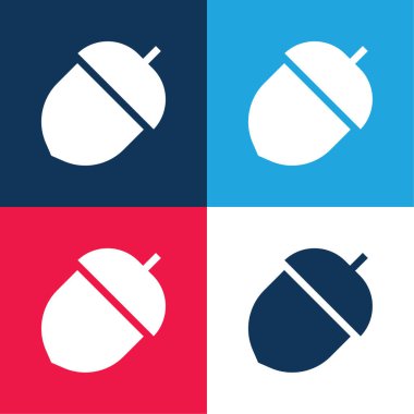 Meşe palamudu mavi ve kırmızı dört renk en düşük simge kümesi