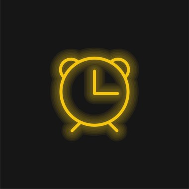 Alarm Saati sarı parlayan neon simgesi