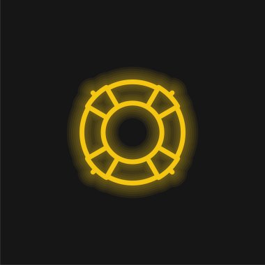 Büyük Lifesaver sarı parlak neon simgesi