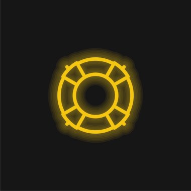 Big Lifesaver yellow glowing neon icon clipart