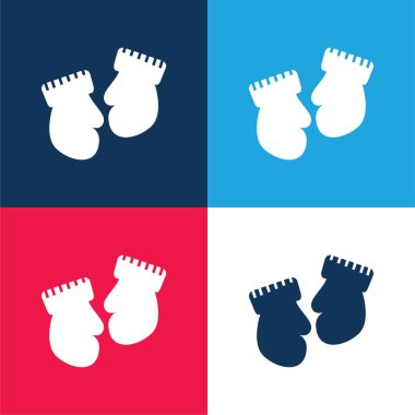 Bebek Mittens Değişken mavi ve kırmızı En az dört renk simgesi