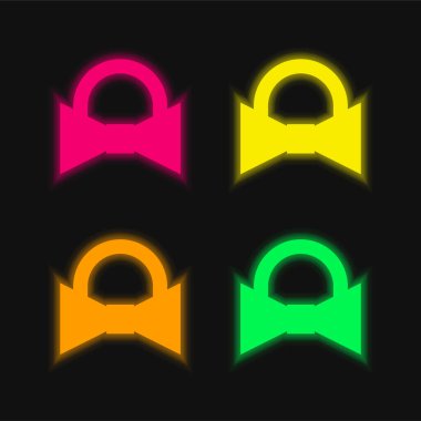Baş Kravat 4 renkli parlak neon vektör simgesi
