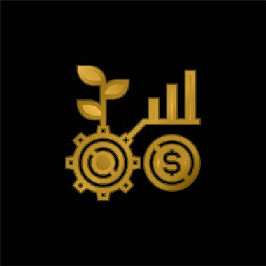 Altın kaplamalı metalik simge veya logo vektörü