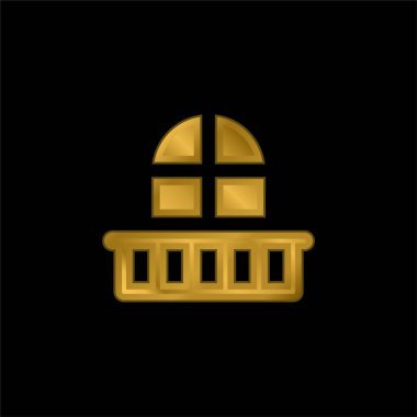 Balkon altın kaplama metalik simge veya logo vektörü