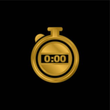 Siyah Kronometre altın kaplama metalik simge veya logo vektörü