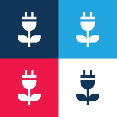 Biyoenerji mavi ve kırmızı dört renk minimal simgesi