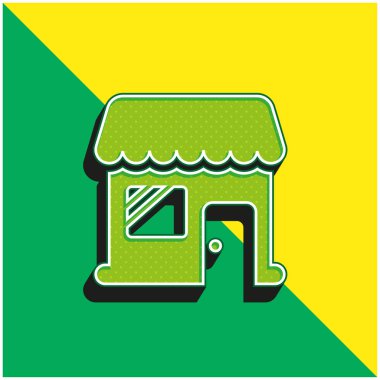 Büyük Mağaza Yeşil ve Sarı 3D modern vektör simgesi logosu