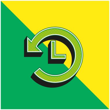 Geri Zaman Yeşili ve Sarı 3D vektör simgesi logosu